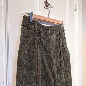 Vintage 90's High Waist Pleated Plaid Trousers 10